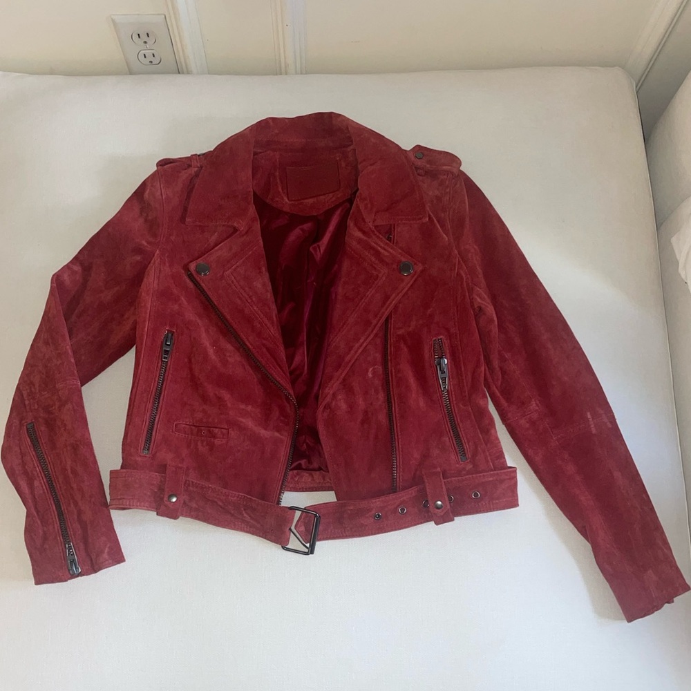 Blank NYC Red Suede Leather Jacket